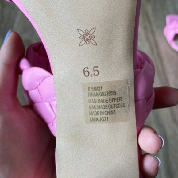 BCBGeneration Finaa Slide Pink Braided Heel Sandal 6.5 - Picture 5 of 7